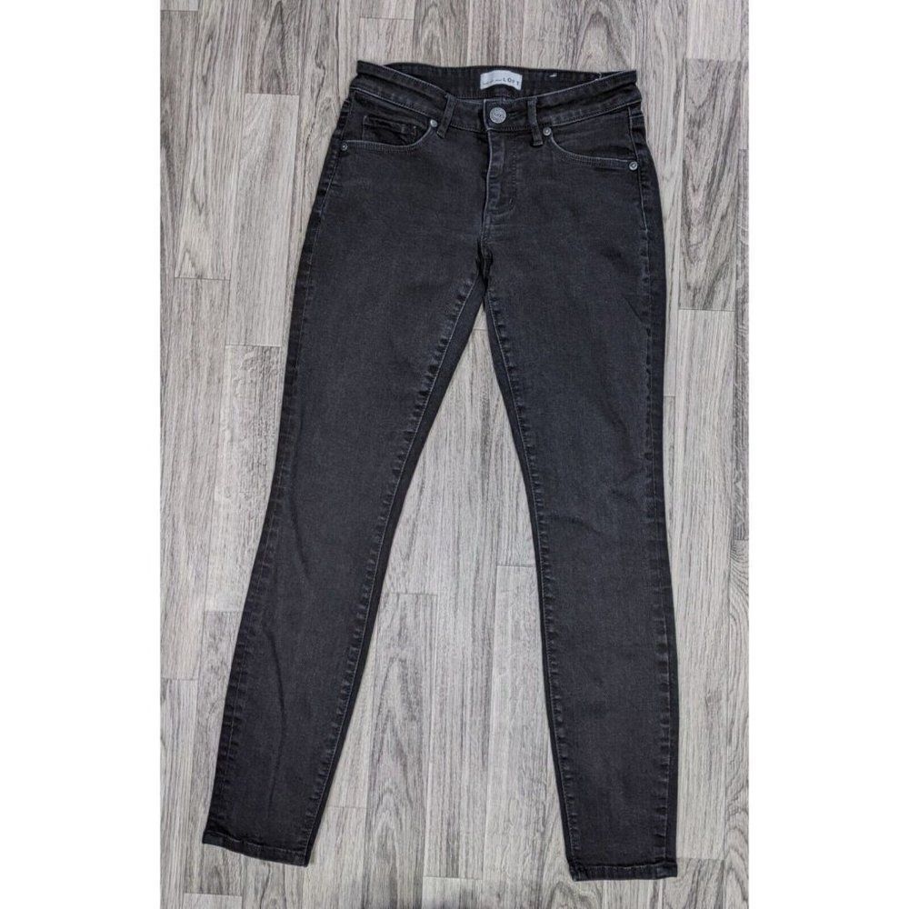 Loft Womens Size 25 / 0 Skinny Curvy Slim Pockets Black Denim‎ Jeans